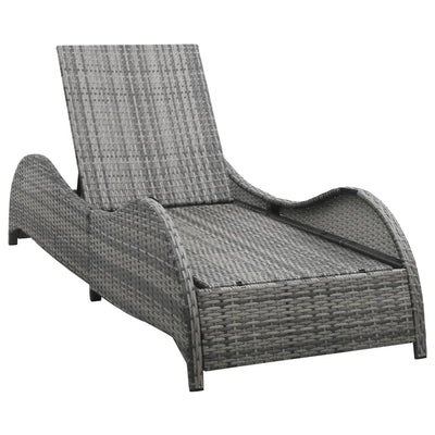 Sun Lounger with Cushion Poly Rattan Anthracite