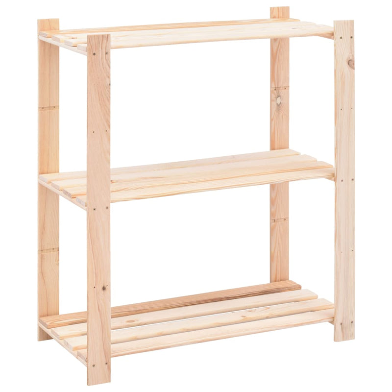 3-Tier Storage Racks 3 pcs 80x38x90 cm Solid Wood Pine 150 kg