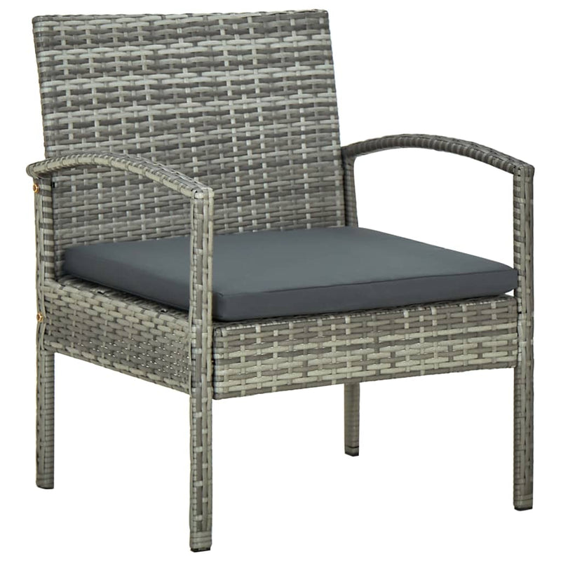 4 Piece Garden Lounge Set with Cushions Poly Rattan Grey