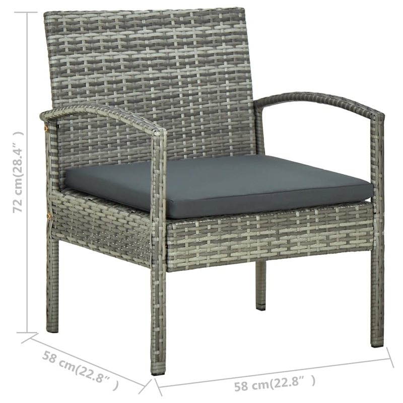 4 Piece Garden Lounge Set with Cushions Poly Rattan Grey