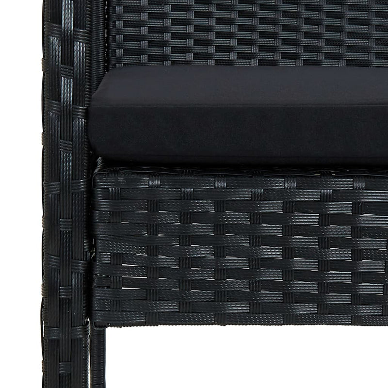 4 Piece Garden Lounge Set with Cushions Poly Rattan Black