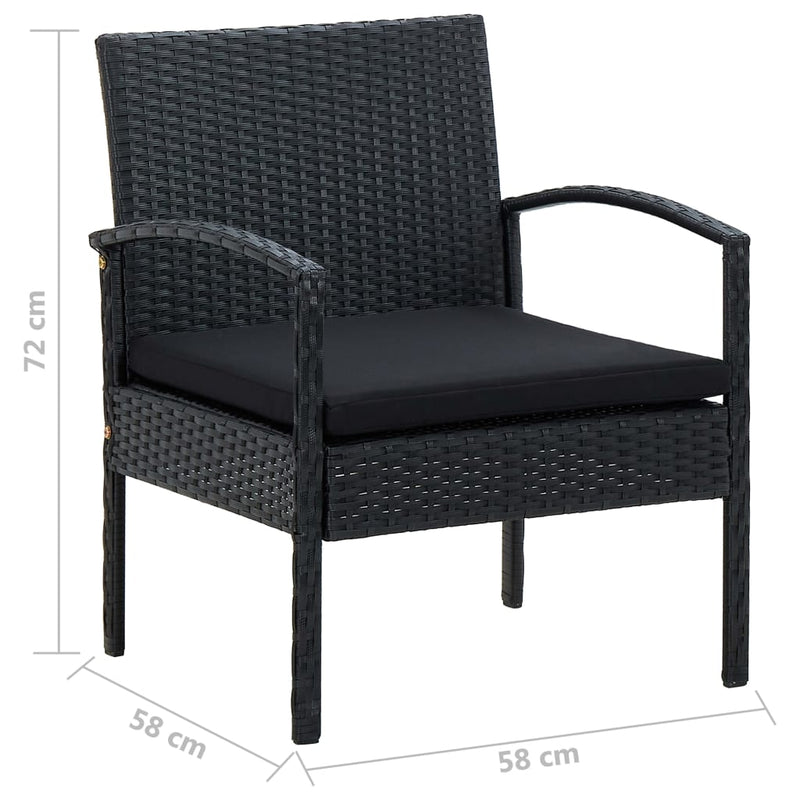 4 Piece Garden Lounge Set with Cushions Poly Rattan Black