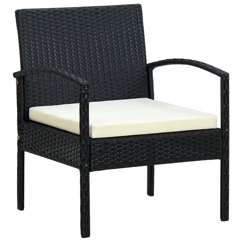 Garden Chair with Cushion Poly Rattan Black