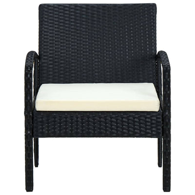 Garden Chair with Cushion Poly Rattan Black