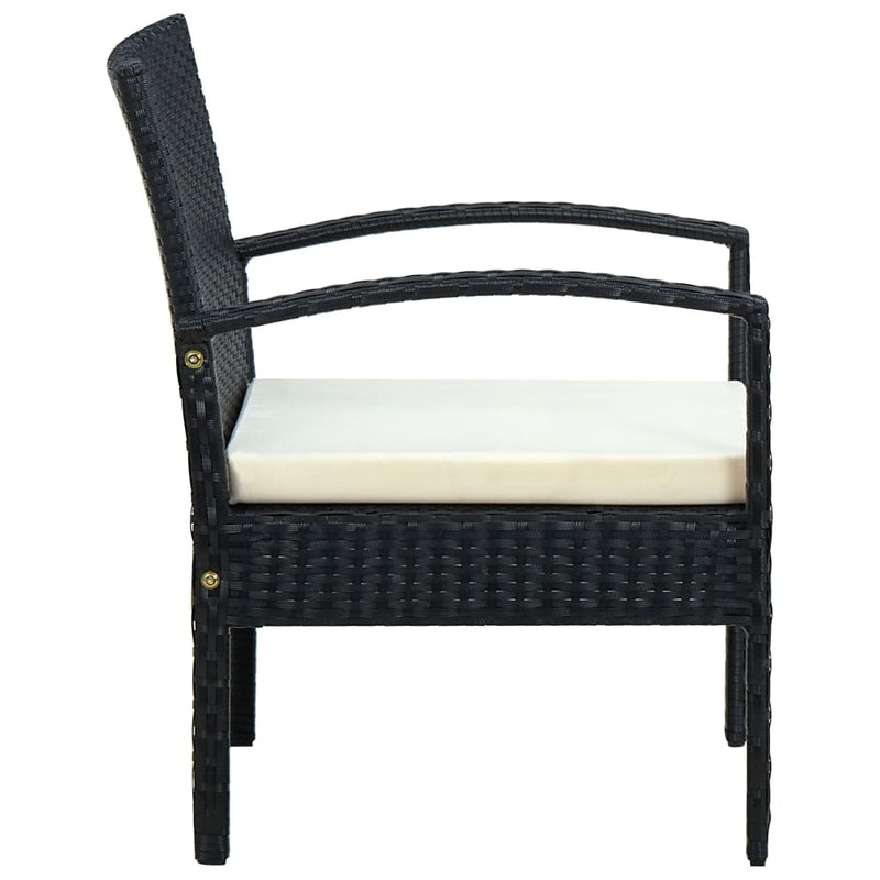 Garden Chair with Cushion Poly Rattan Black