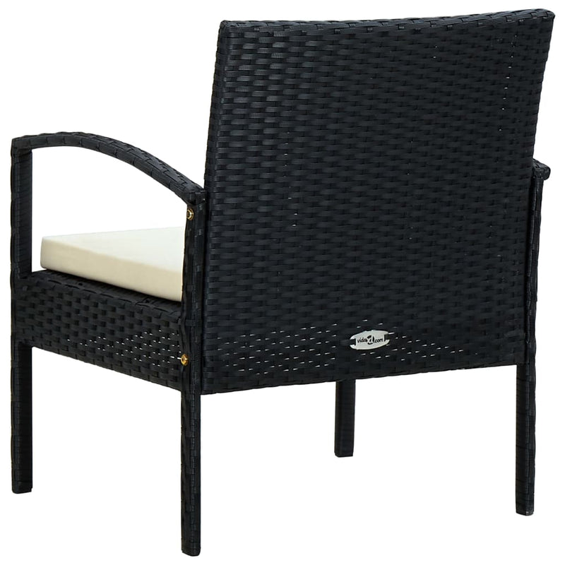 Garden Chair with Cushion Poly Rattan Black