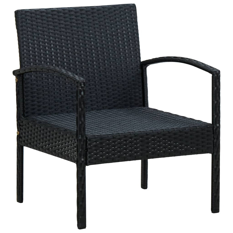 Garden Chair with Cushion Poly Rattan Black