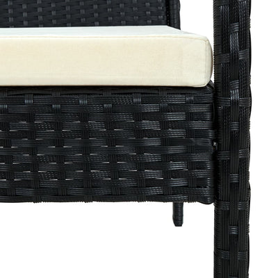 Garden Chair with Cushion Poly Rattan Black