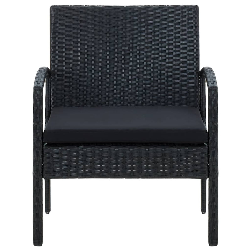 Garden Chair with Cushion Poly Rattan Black