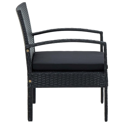 Garden Chair with Cushion Poly Rattan Black