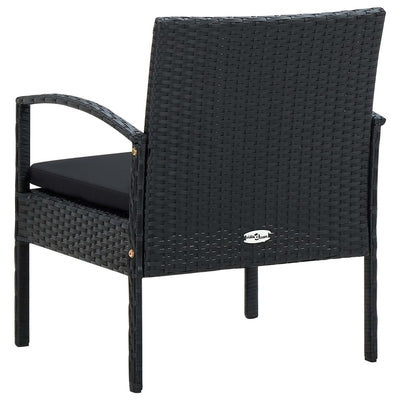 Garden Chair with Cushion Poly Rattan Black