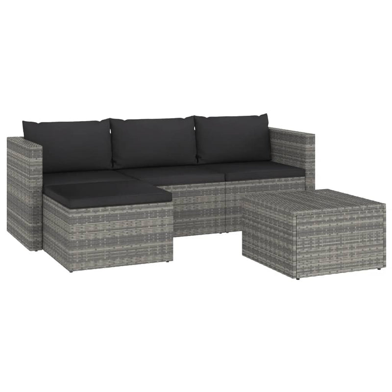 3 Piece Garden Lounge Set with Cushions Poly Rattan Grey