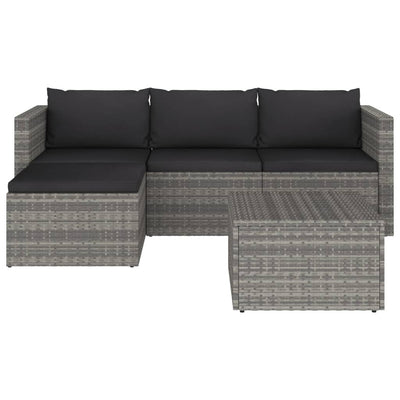 3 Piece Garden Lounge Set with Cushions Poly Rattan Grey