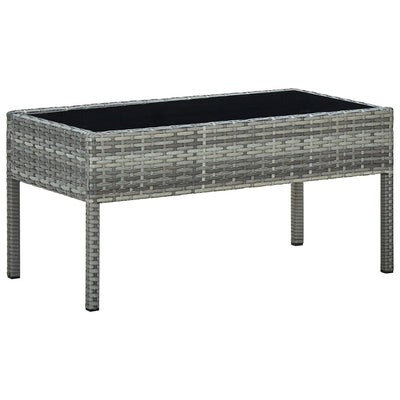 Garden Table Grey 75x40x37 cm Poly Rattan