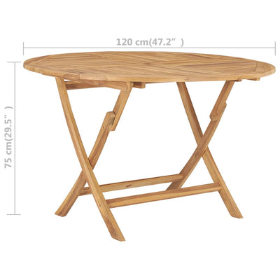 Folding Garden Table Diameter 120 cm Solid Teak Wood