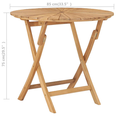 Folding Garden Table Ø 85 cm Solid Teak Wood