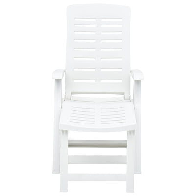 Folding Sun Lounger Plastic White