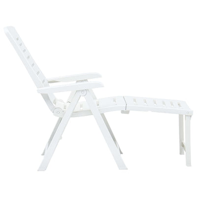 Folding Sun Lounger Plastic White