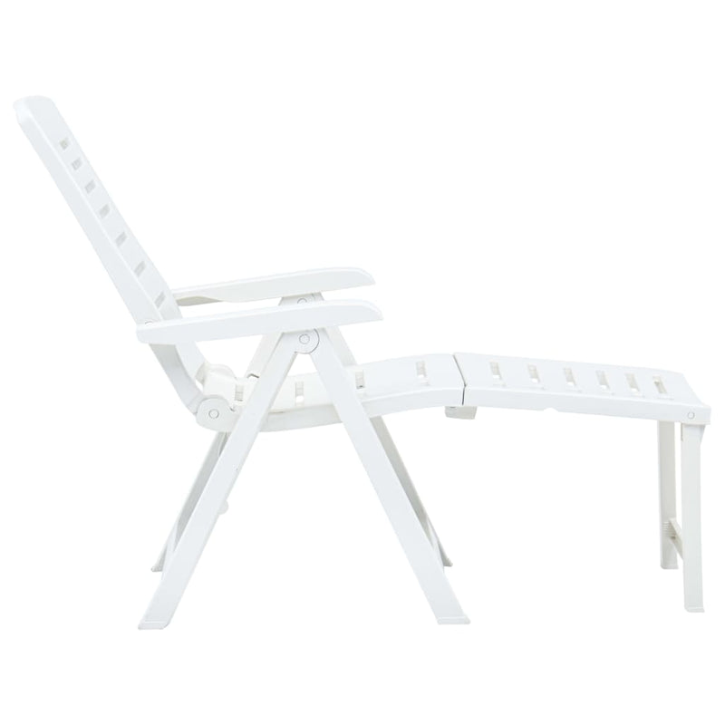 Folding Sun Lounger Plastic White