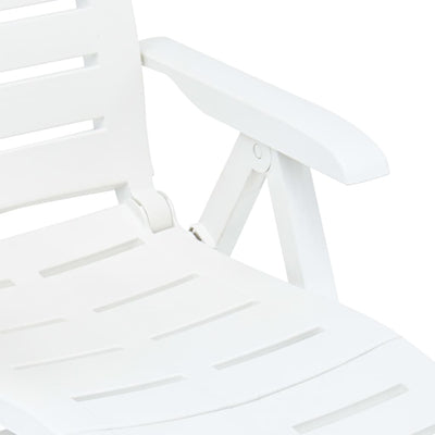 Folding Sun Lounger Plastic White