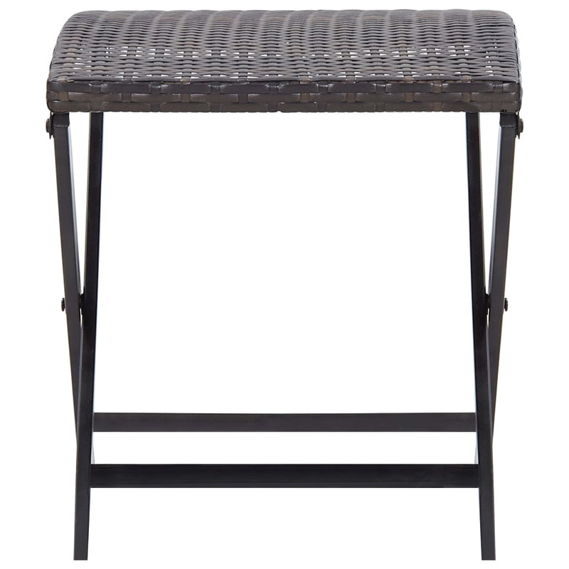 Folding Stool Poly Rattan Brown