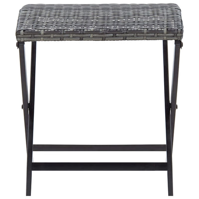 Folding Stool Poly Rattan Grey