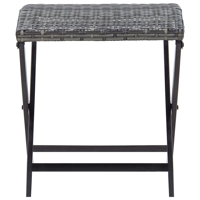 Folding Stool Poly Rattan Grey