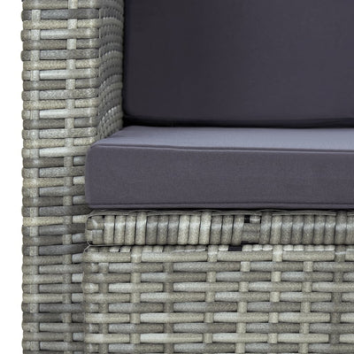 2 Seater Garden Sofa with Cushions Grey Poly Rattan