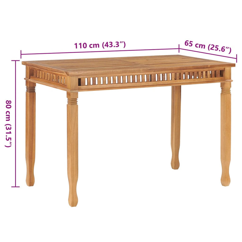 Garden Dining Table 110x65x80 cm Solid Teak Wood