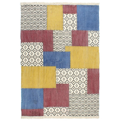 Handwoven Kilim Rug Cotton 120x180 cm Printed Multicolour