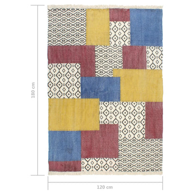 Handwoven Kilim Rug Cotton 120x180 cm Printed Multicolour