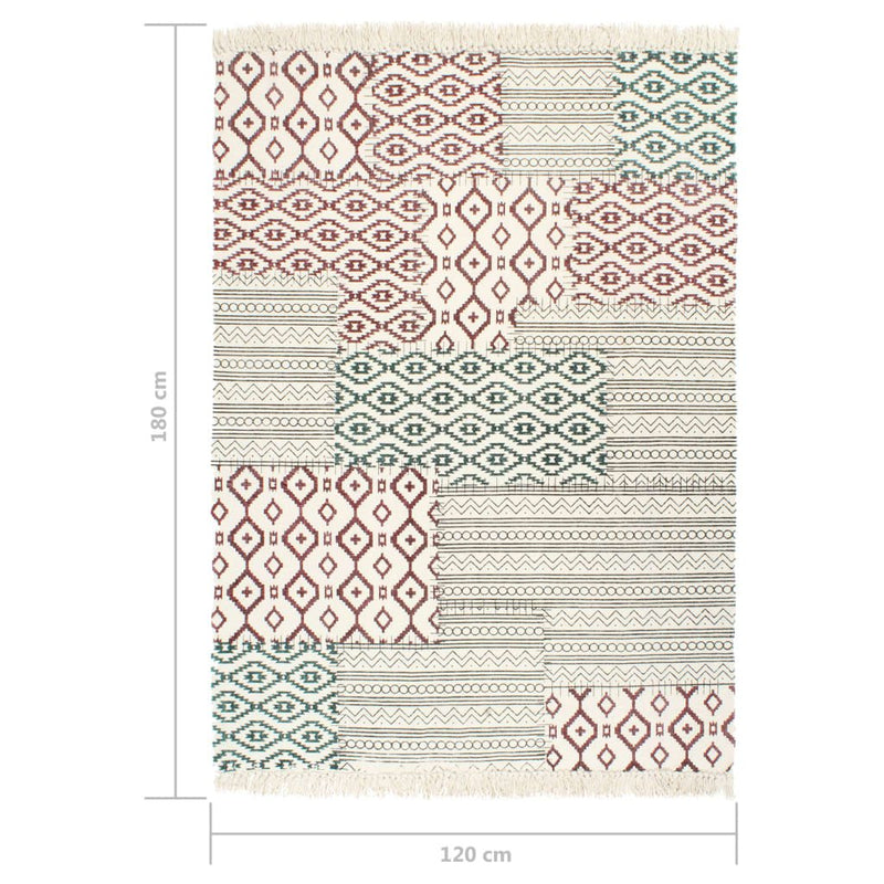 Handwoven Kilim Rug Cotton 120x180 cm Printed Multicolour