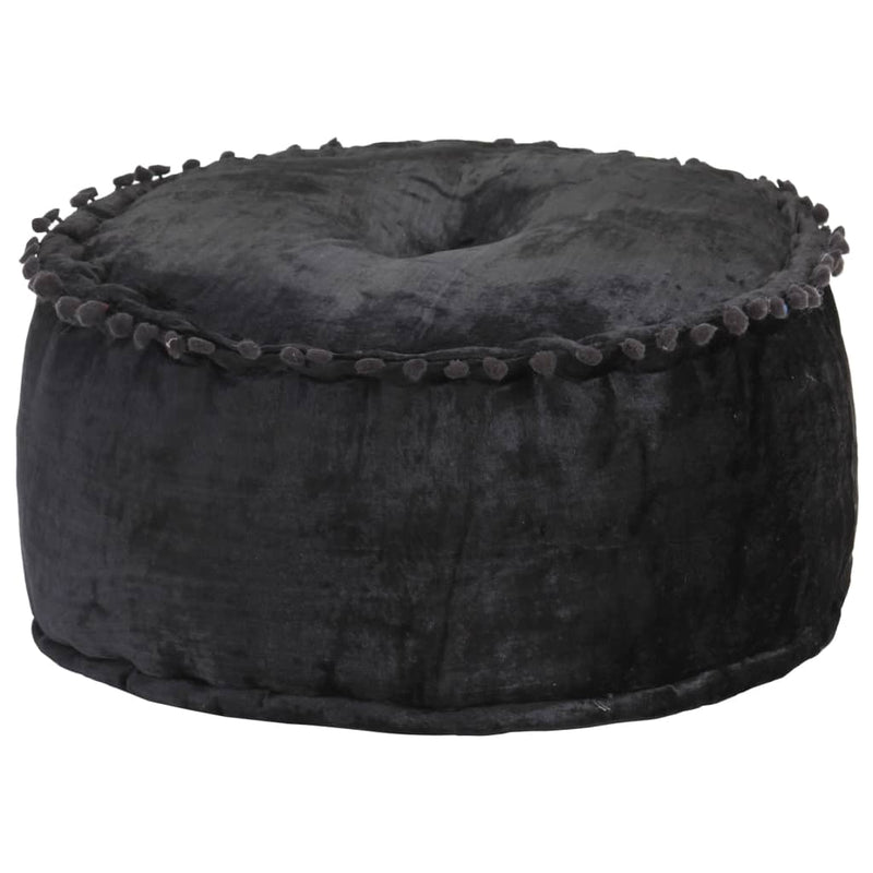 Round Pouffe Velvet 40x20 cm Anthracite