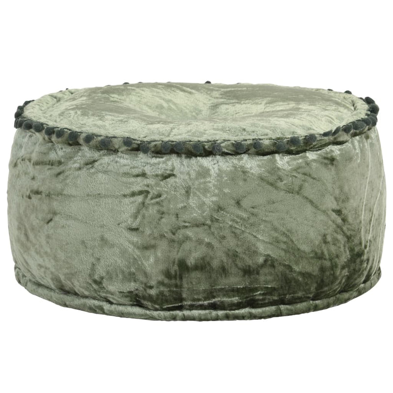 Round Pouffe Velvet 40x20 cm Green