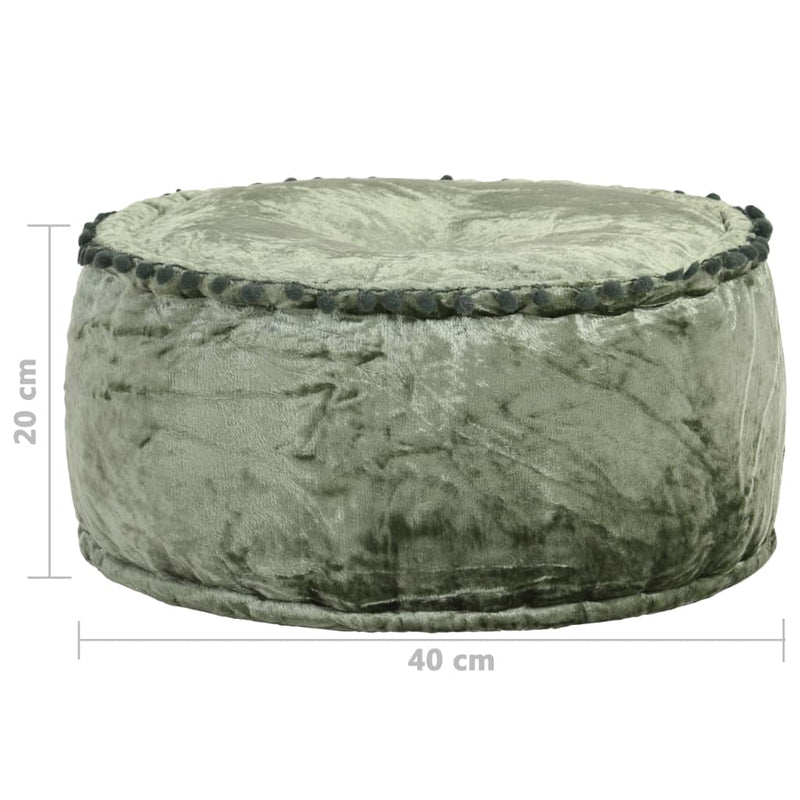 Round Pouffe Velvet 40x20 cm Green