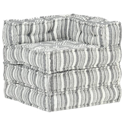 Modular Pouffe Grey Stripe Fabric