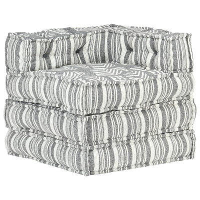 Modular Pouffe Grey Stripe Fabric