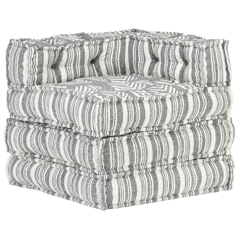 Modular Pouffe Grey Stripe Fabric