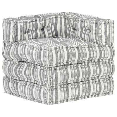 Modular Pouffe Grey Stripe Fabric