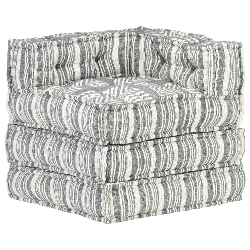 Modular Pouffe Grey Stripe Fabric