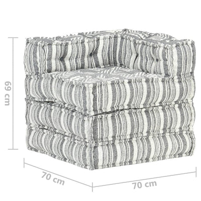 Modular Pouffe Grey Stripe Fabric