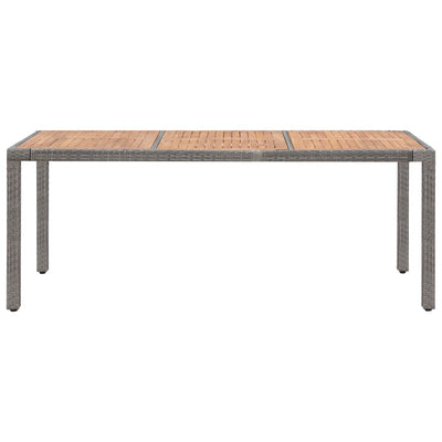 Garden Table Grey 190x90x75 cm Poly Rattan and Solid Acacia Wood