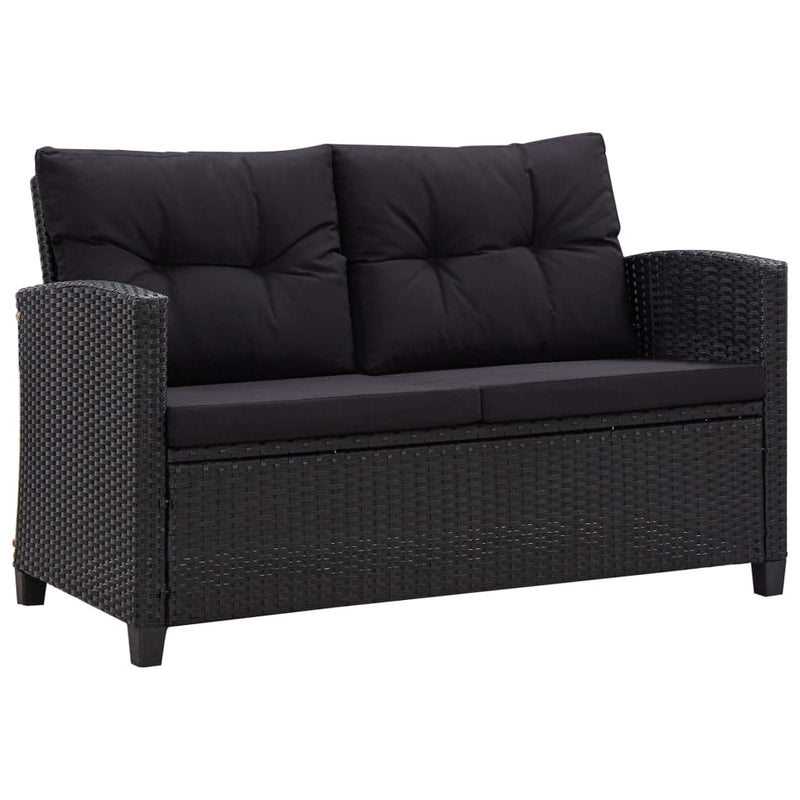 6 Piece Garden Sofa Set with Cushions Poly Rattan Black