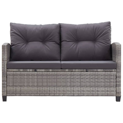 2-Seater Garden Sofa with Cushions Grey 124 cm Poly Rattan