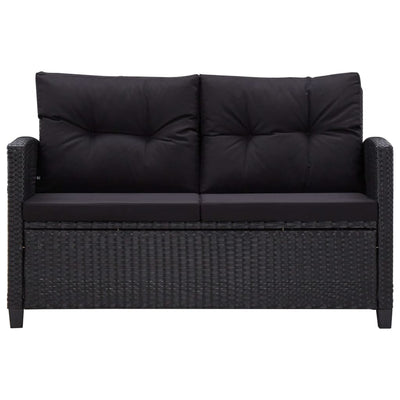 2-Seater Garden Sofa with Cushions Black 124 cm Poly Rattan