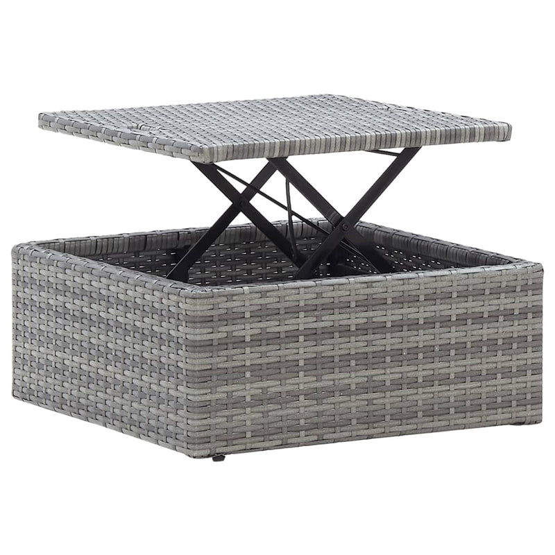 Garden Lounge Bed with Roof Mixed Grey Poly Rattan