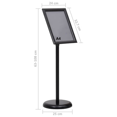 A4 Pedestal Poster Stand Black Aluminium Alloy