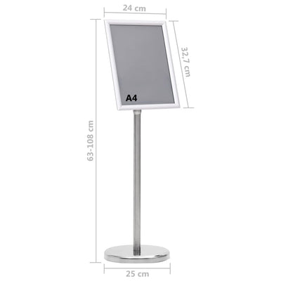 A4 Pedestal Poster Stand Silver Aluminium Alloy