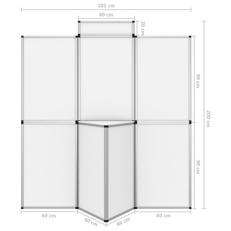 8-Panel Folding Exhibition Display Wall with Table 181x200 cm White