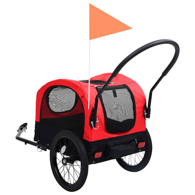 2-in-1 Pet Bike Trailer & Jogging Stroller Red and Black